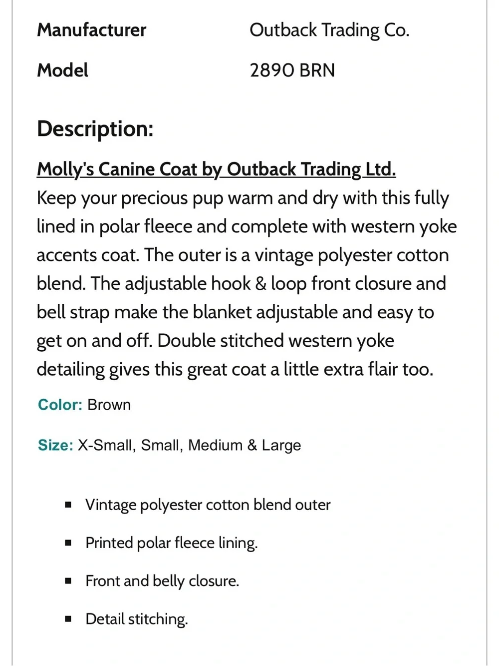 Outback Trading Co. classic dog